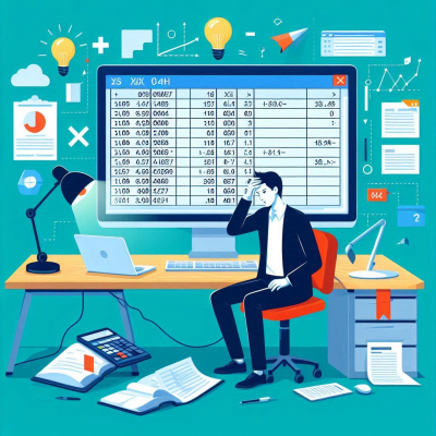 엑셀 화면에서 작업하는 사람을 보여주는 일러스트입니다.