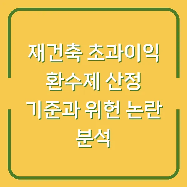재건축 초과이익 환수제 산정 기준과 위헌 논란 분석