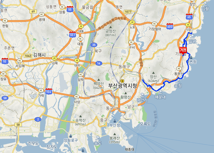  부산광역시 181번 버스 : 기장, 용궁사, 해운대, 벡스코, 센텀시티