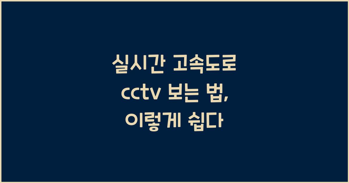 실시간 고속도로 cctv 보는 법