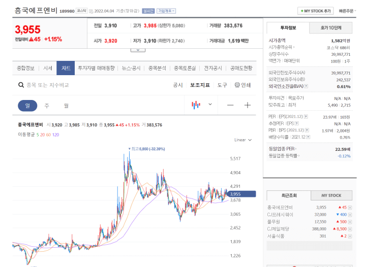 흥국에프엔비-주식-차트