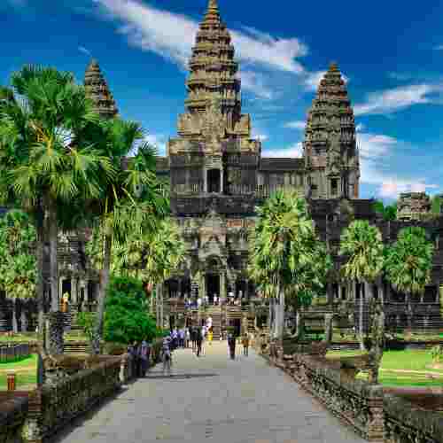 캄보디아 앙코르와트 사원의 전경