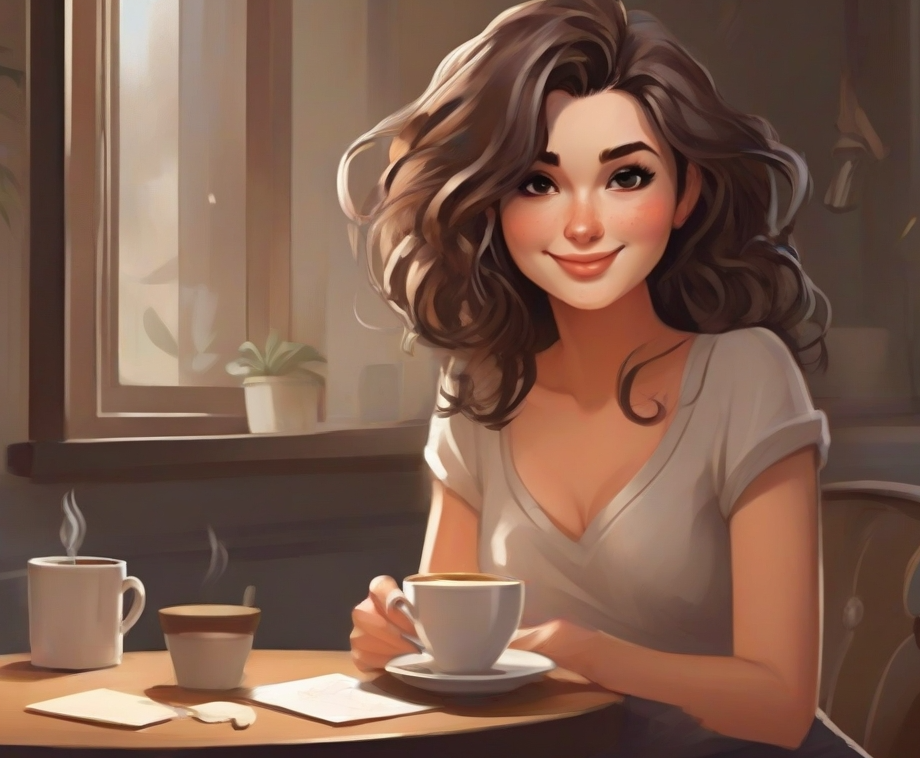 커피를 즐기는 여성