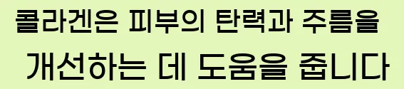  콜라겐은 피부의 탄력과 주름을 개선하는 데 도움을 줍니다