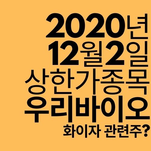  [상한가 종목] 우리바이오 (화이자 관련주?)