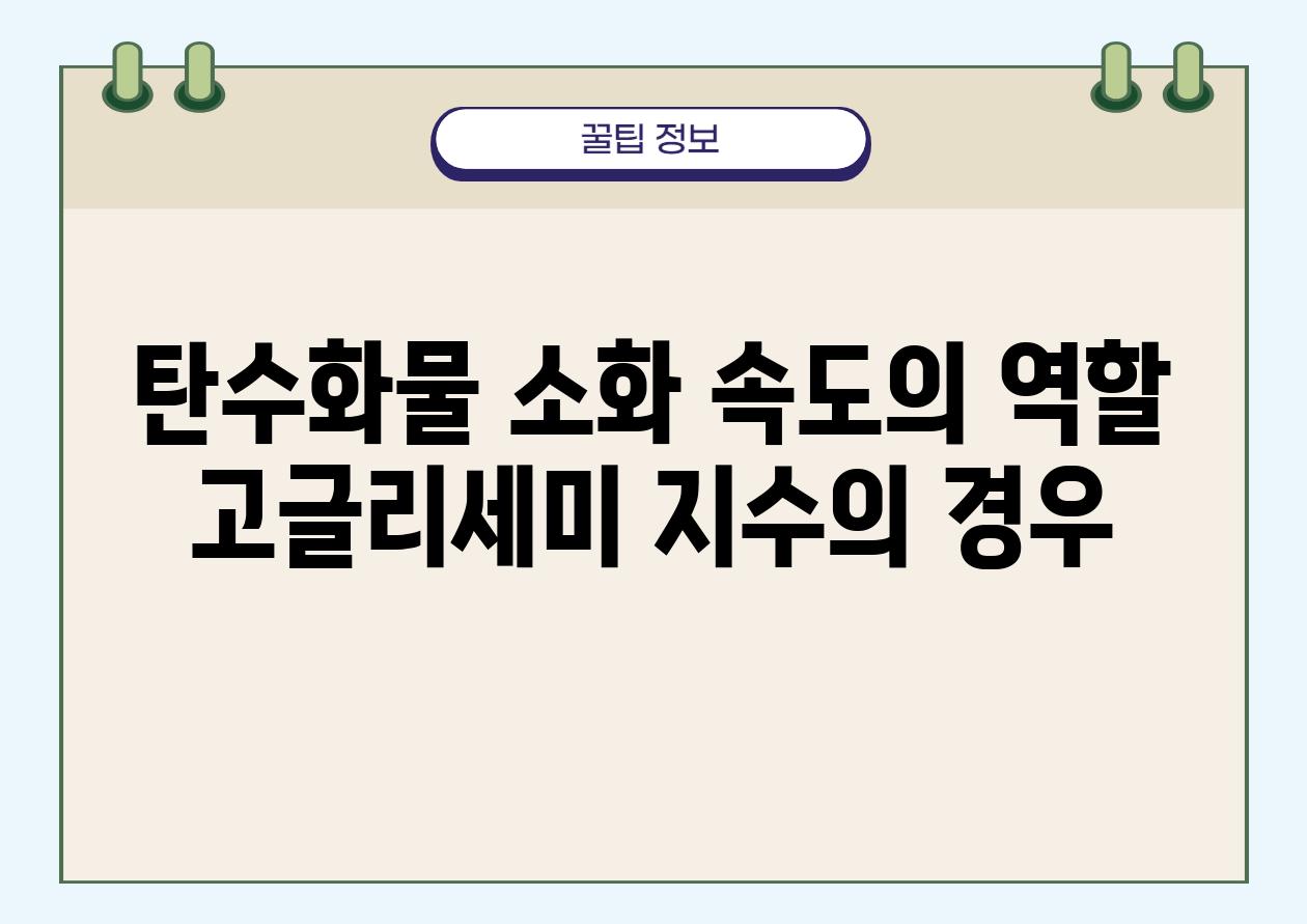 탄수화물 소화 속도의 역할 고글리세미 지수의 경우