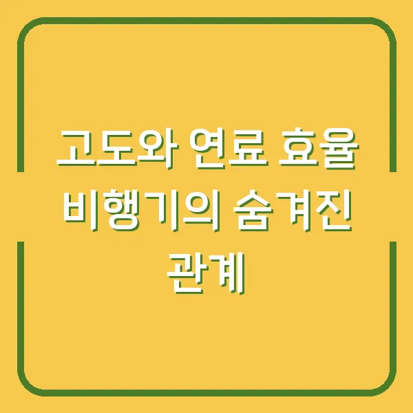 고도와 연료 효율 비행기의 숨겨진 관계