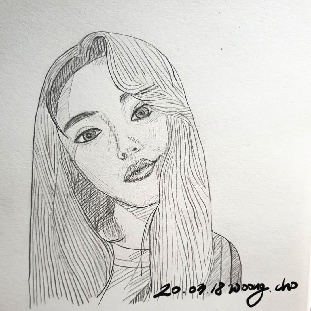  20.03.18. 여자 스케치 샤프 펜 드로잉