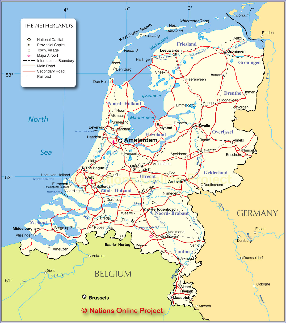 서유럽 네덜란드 지도