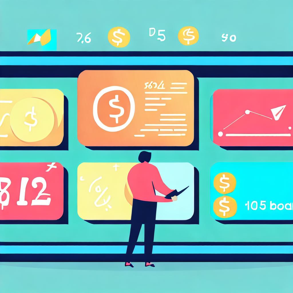 Flat vector style image of a person comparing various savings account interest rates on a digital screen