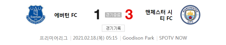  20/21 EPL 16라운드 - 에버튼 대 맨시티 경기 하이라이트 (2021년 2월 18일)
