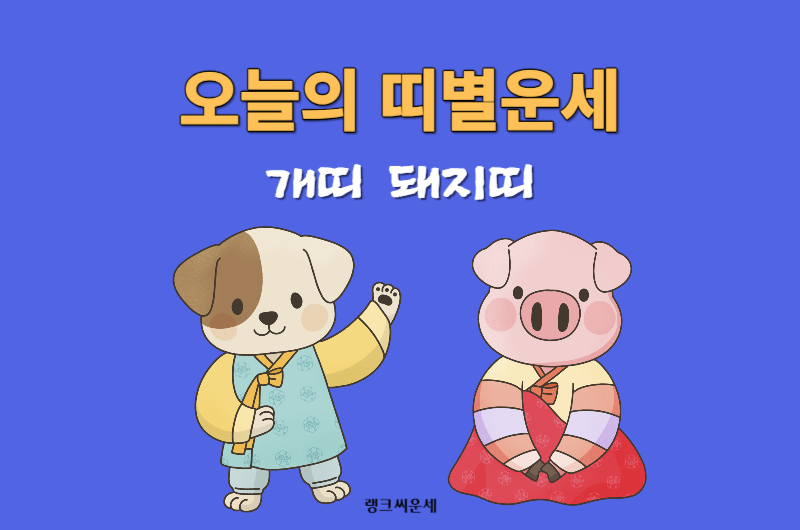 오늘의 띠별운세-개띠 돼지띠 운세 보기