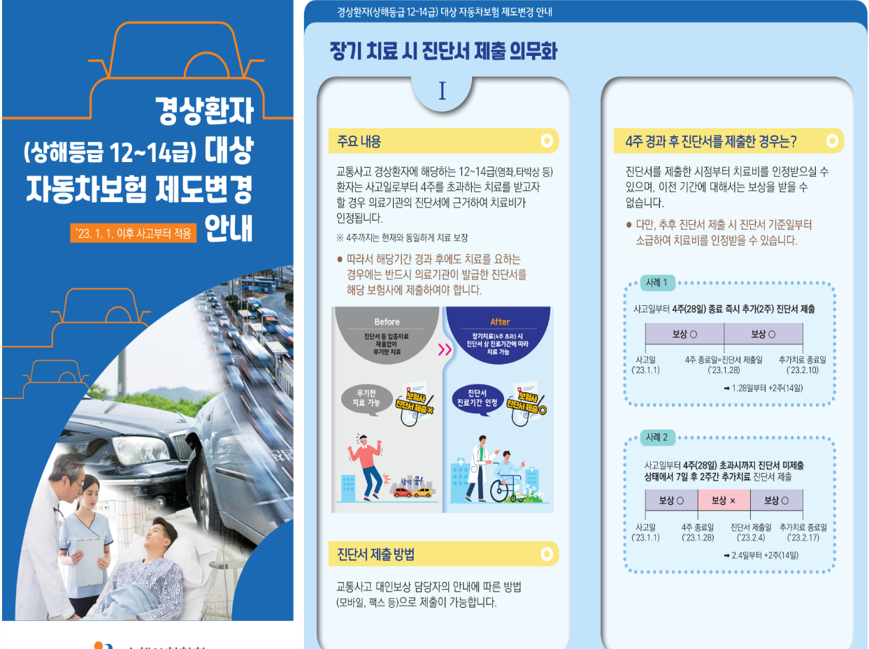 경상환자 대상 자동차보험 제도변경 안내