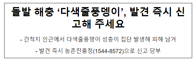  돌발 해충 ‘다색줄풍뎅이’, 발견 즉시 신고해 주세요