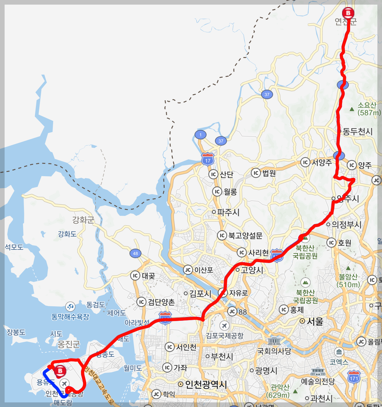 7100번 공항버스 시간표, 공항버스 7100 예매 - 노선도