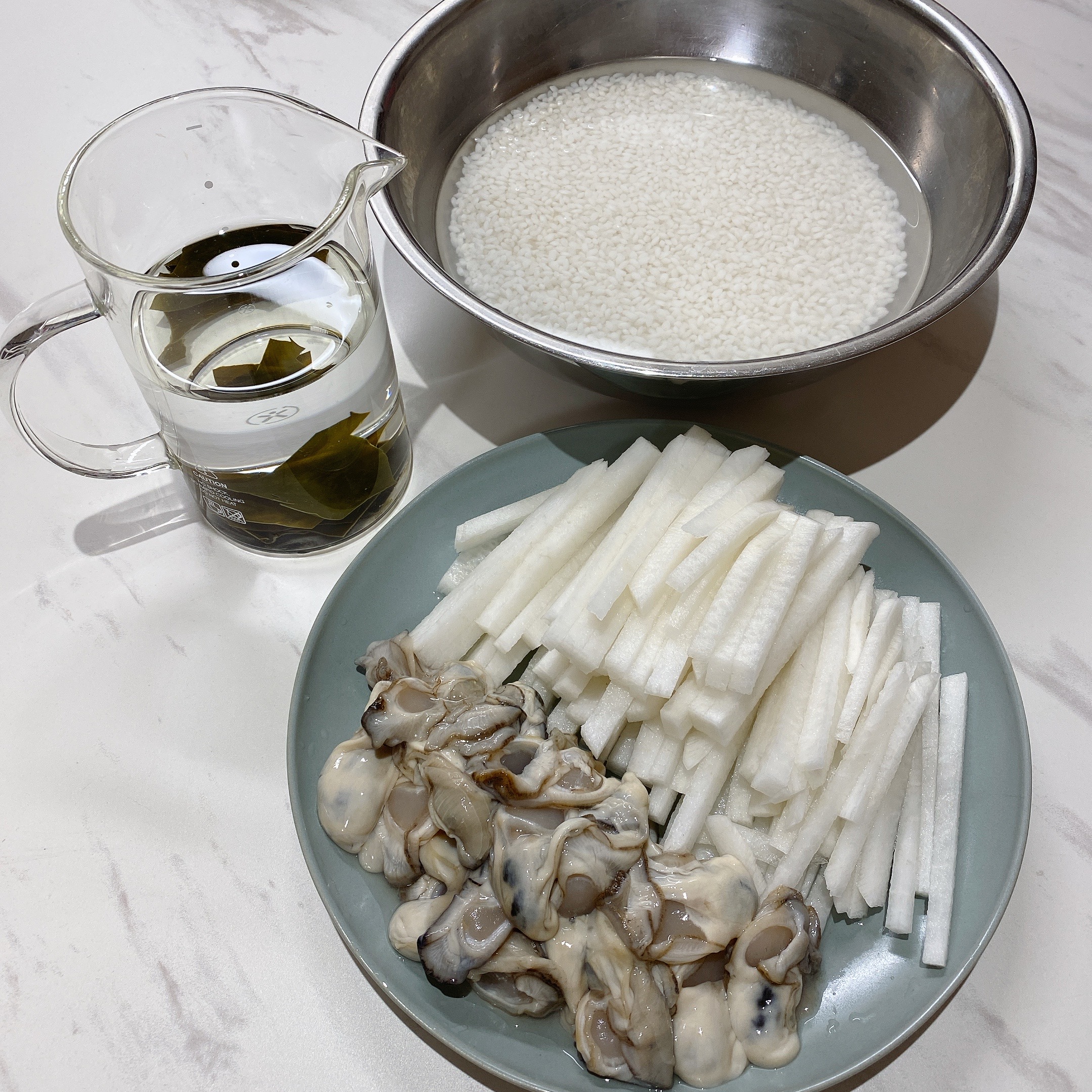 굴무밥 재료준비