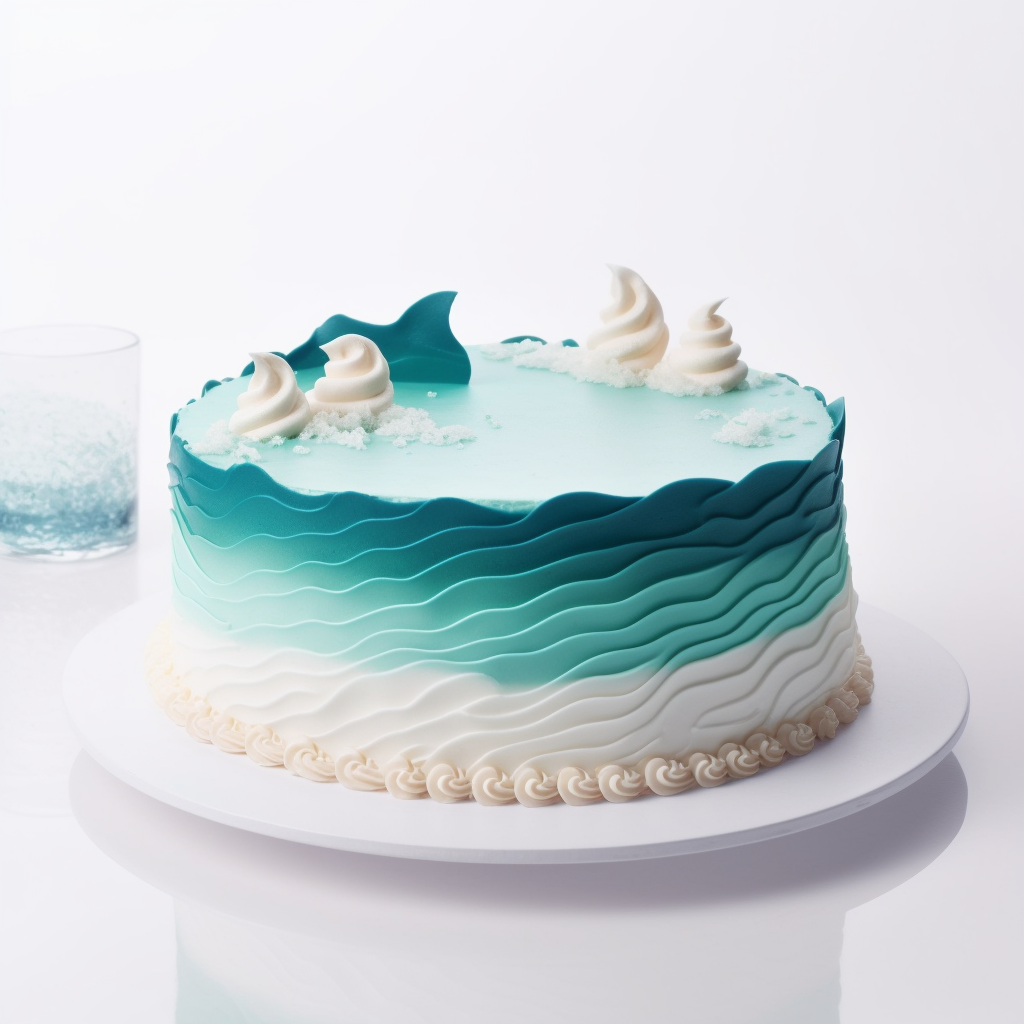 바다 느낌의 여름 생일 케이크 디자인2