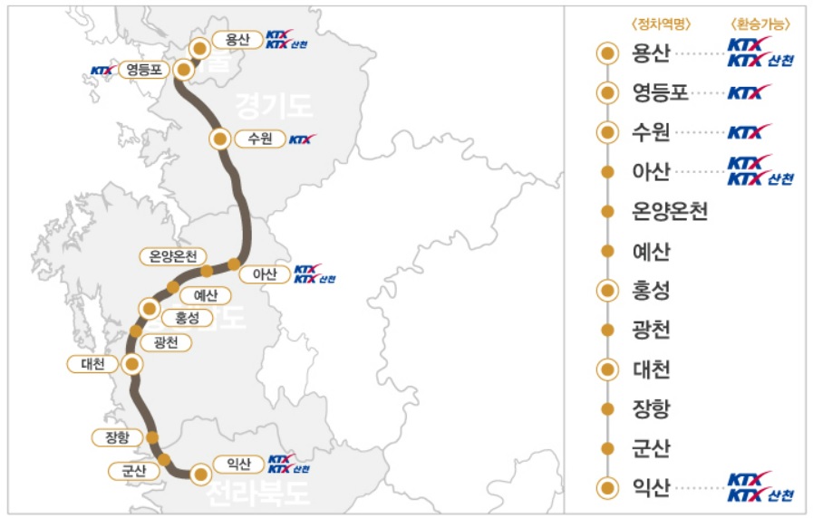 서해금빛열차_운행노선도