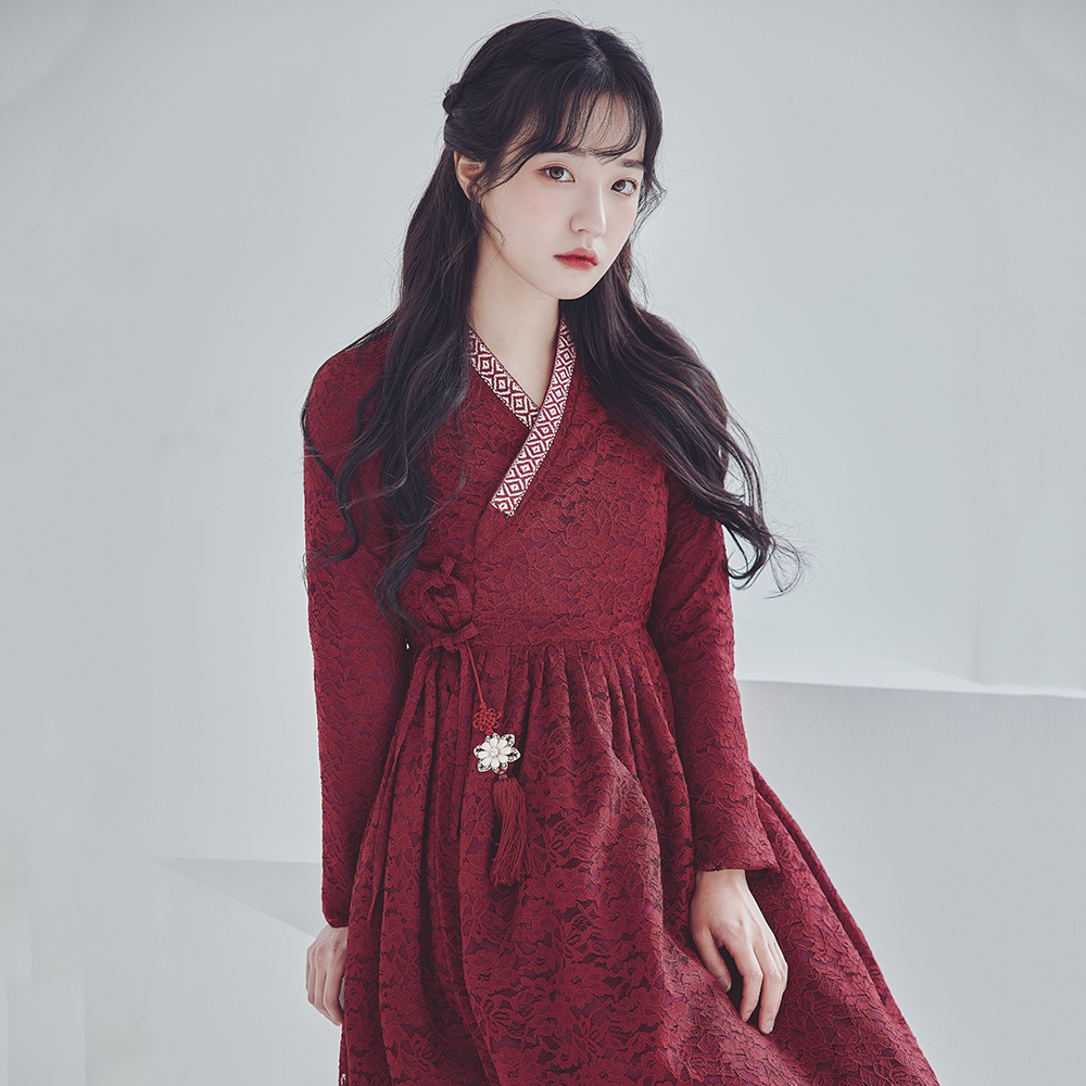 생활한복 철릭원피스 사랑 와인 수설화
