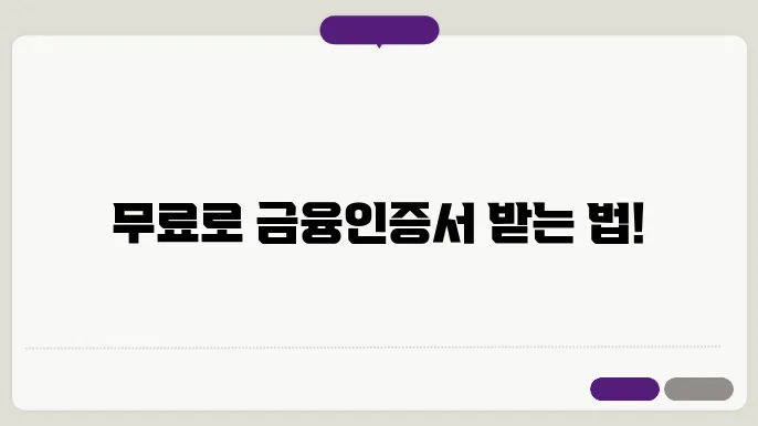 금융인증서 발급방법, 무료 발급