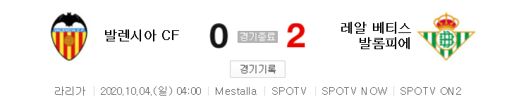  라리가 / 해외축구 - 발렌시아 VS 레알 베티스 (0 : 2) 2020 / 2021 5라운드 하이라이트 (2020년 10월 4일 경기)