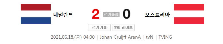  (유로 2020 조별리그 C조) 네덜란드 (2) 대 오스트리아 (0) 축구 경기 하이라이트