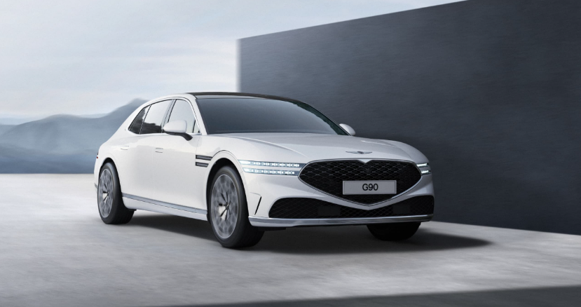 제네시스 G90 화이트 전면 사진