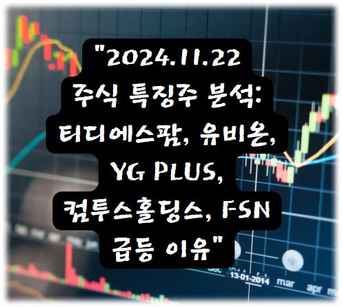 2024.11.22 주식 특징주 분석: 티디에스팜, 유비온, YG PLUS, 컴투스홀딩스, FSN 급등 이유