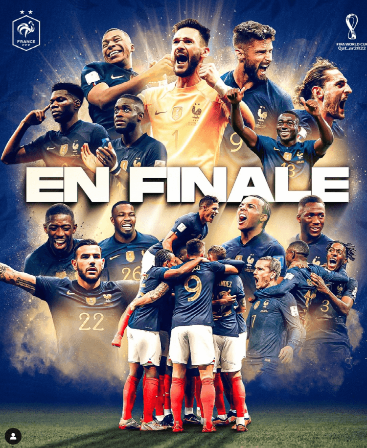 2022카타르월드컵 4강경기, 모로코를 제압한 프랑스 결승진출(출처: 프랑스 국대 인스타)