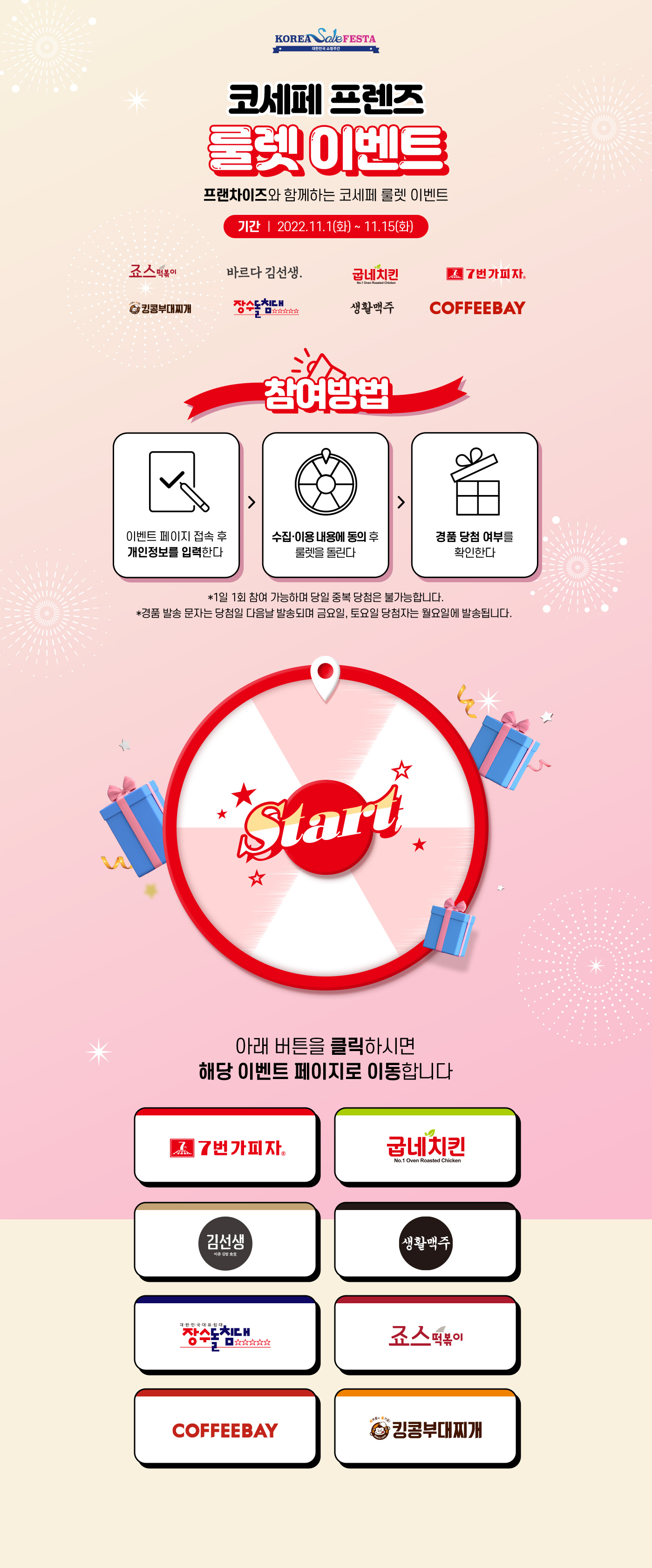  2022 코리아세일페스타 룰렛이벤트 1일 1회 참가가능