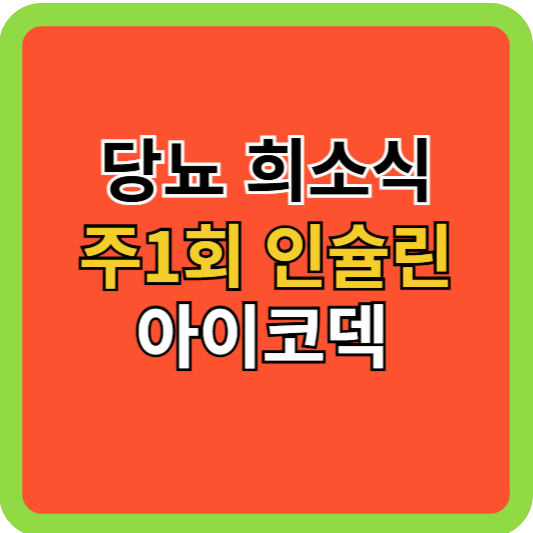 당뇨 희소식 주1회 인슐린 아이코텍