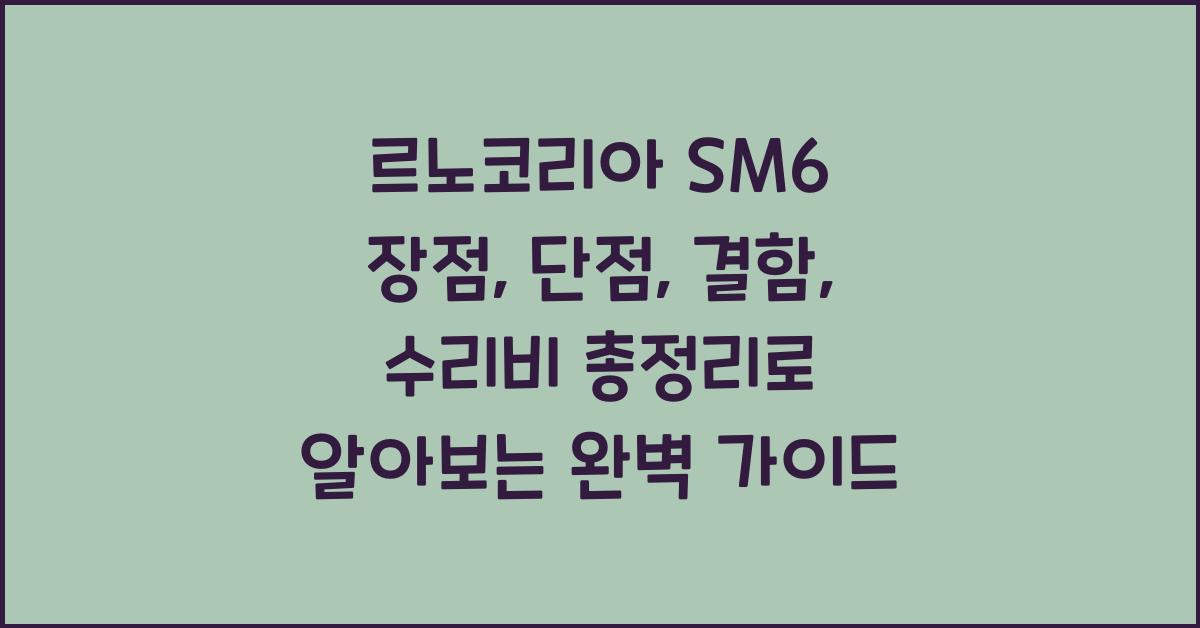 르노코리아 SM6 장점, 단점, 결함, 수리비 총정리