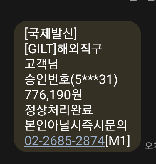  02-2685-2874 GILT 해외직구 스팸문자