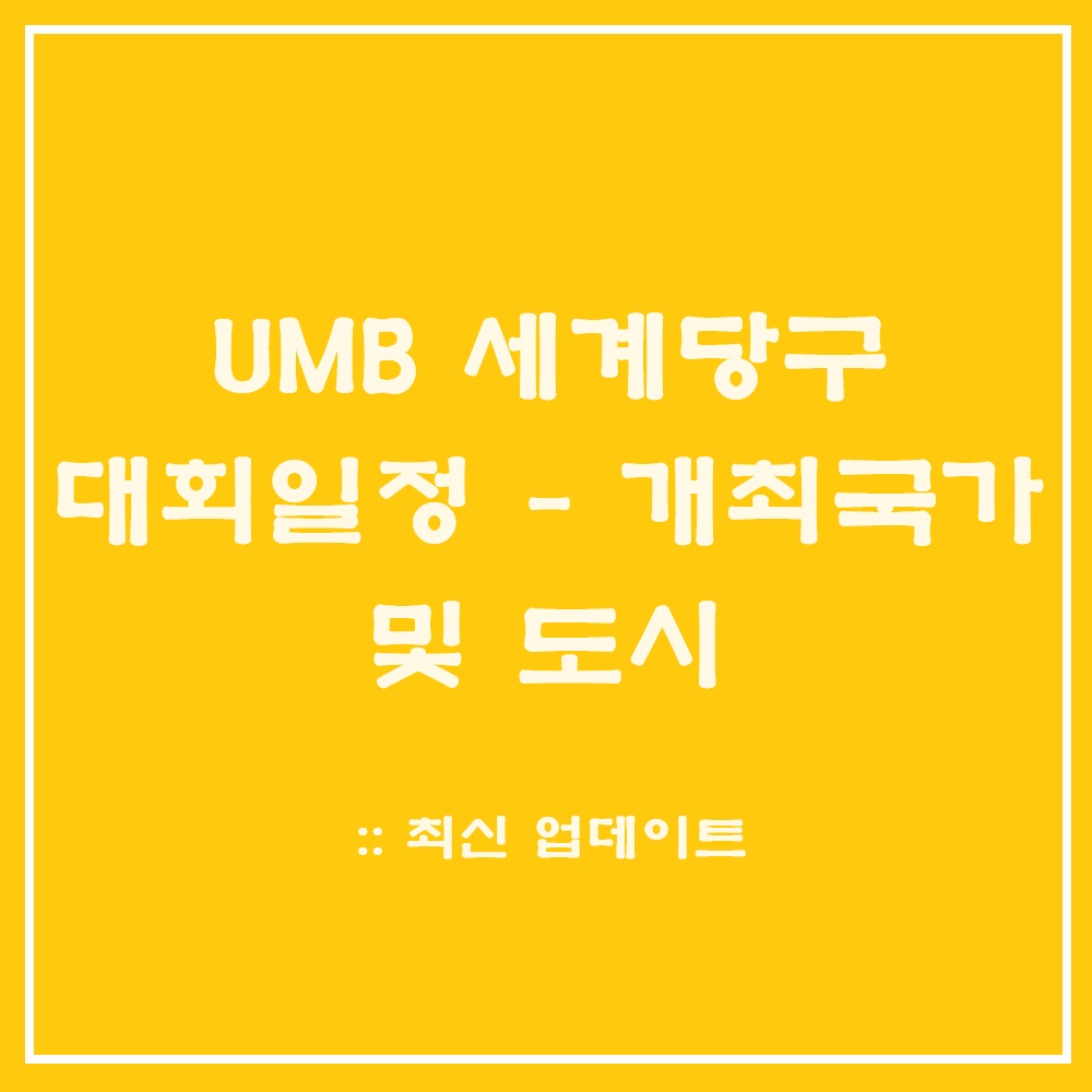 UMB 세계 당구 대회 일정 - 개최국가 및 도시