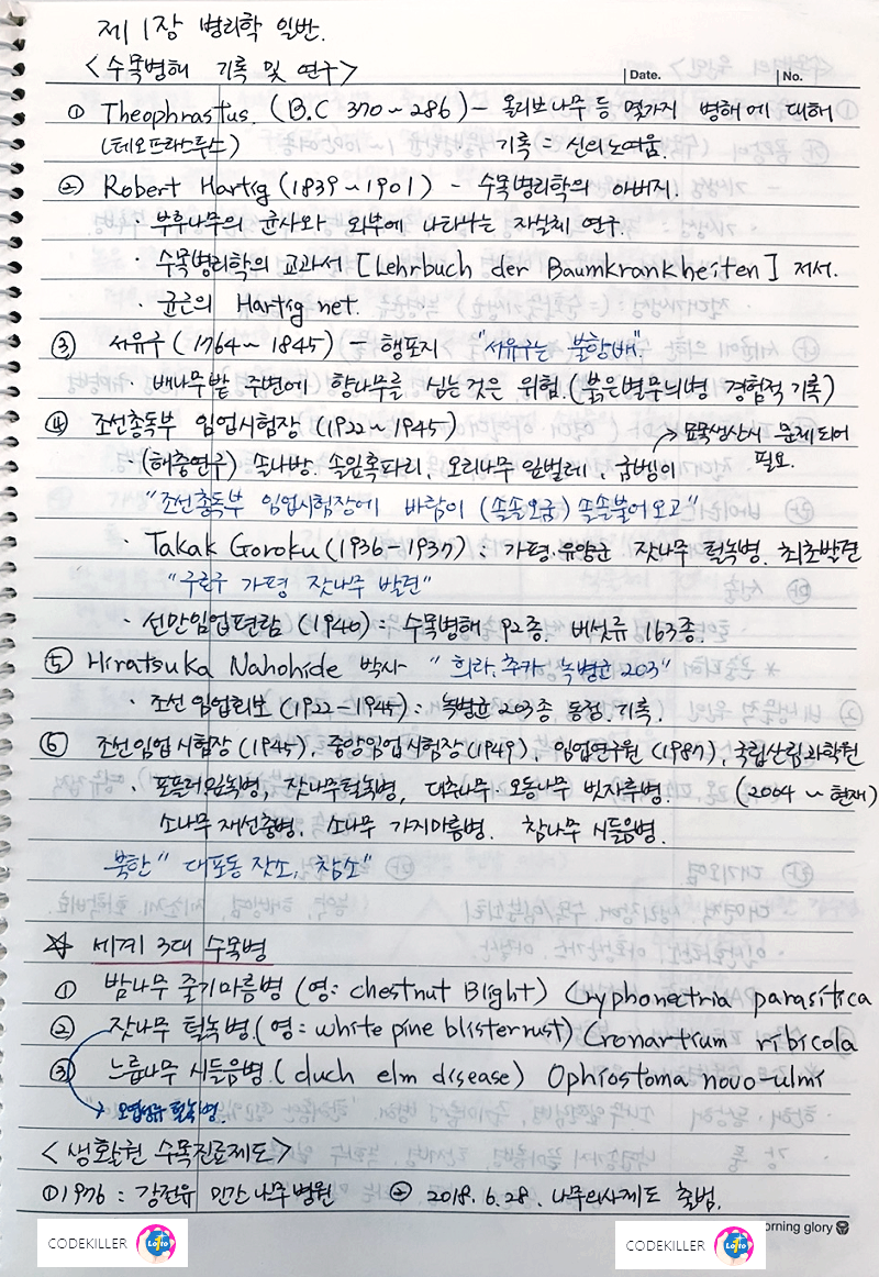  [수목병리학] 병리학일반 - 수목병해 기록 및 연구