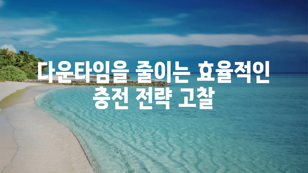 다운타임을 줄이는 효율적인 충전 전략 고찰