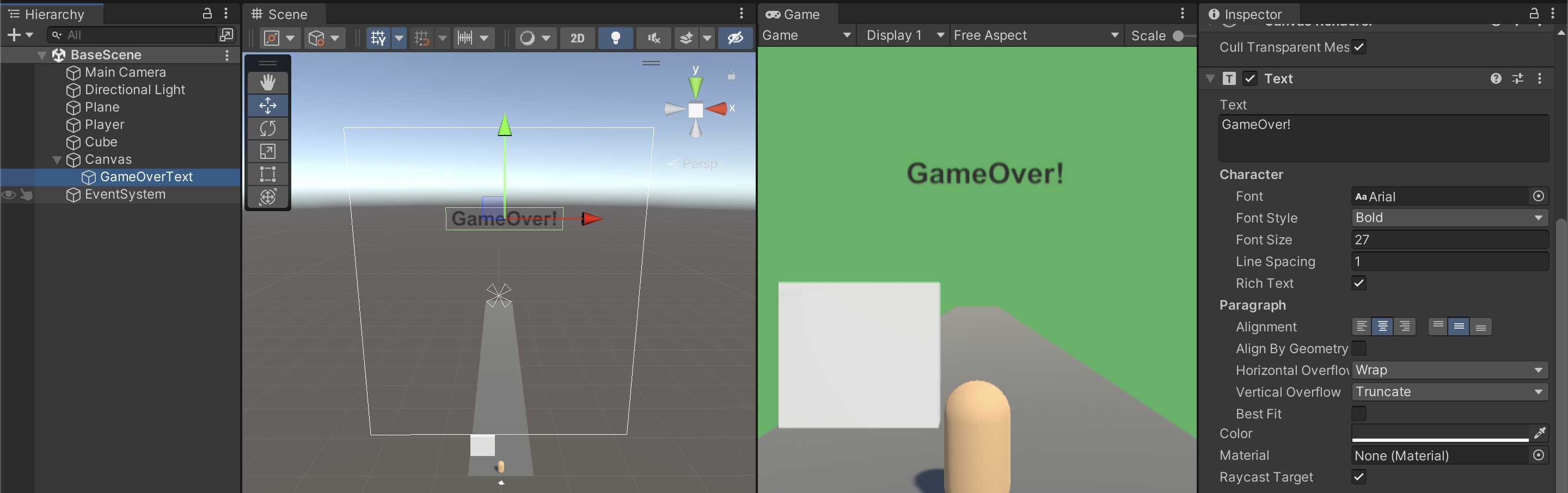 [Unity 3D Run] 게임 오버 UI(1)