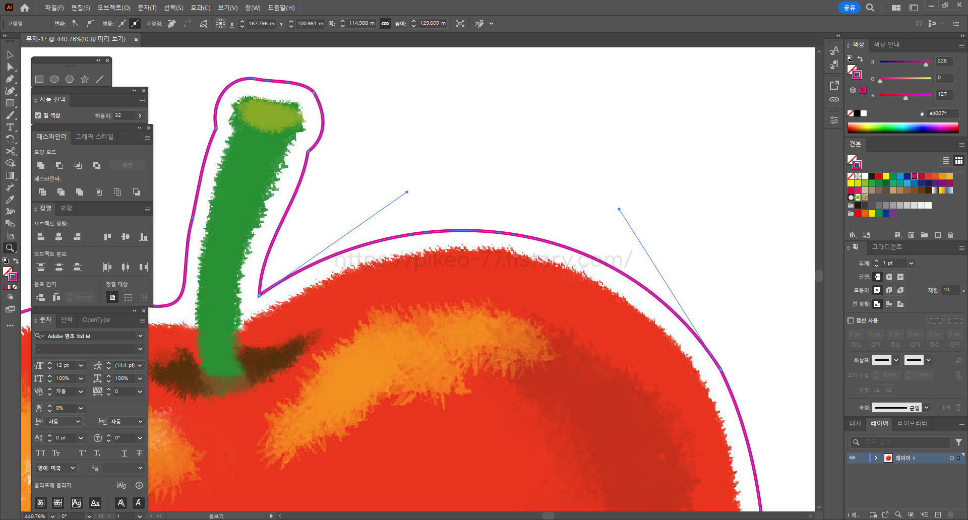 일러스트레이터 칼선 따기
