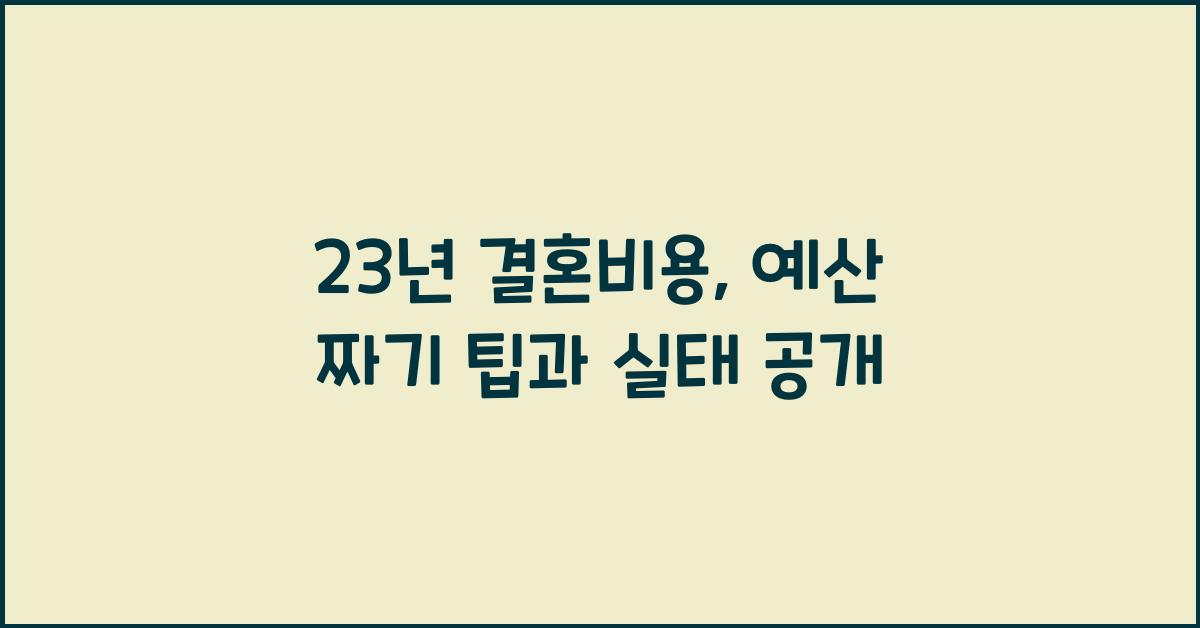 23년 결혼비용