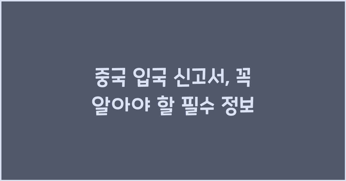 중국 입국 신고서