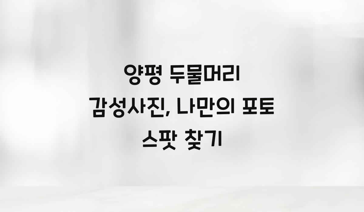 양평 두물머리 감성사진