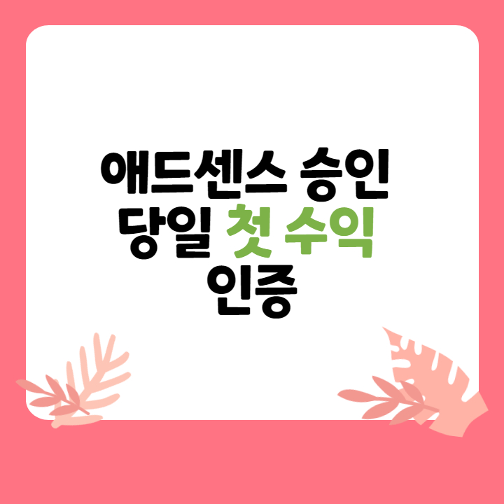  애드센스 승인 후 첫 날 수익금 인증