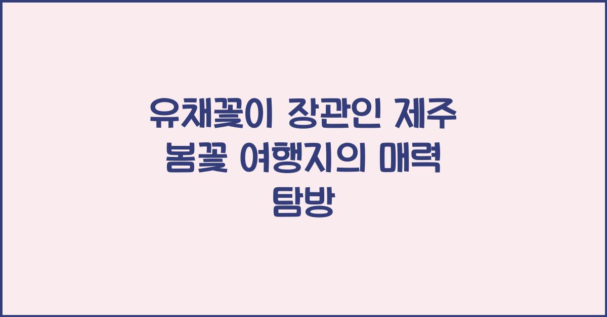 유채꽃이 장관인 제주 봄꽃 여행지