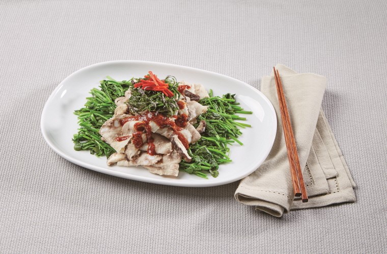  천연 해독제 채소 미나리 삼겹살 찜