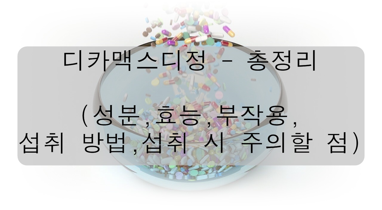  알고 먹자! 디카맥스디정 - 총정리 ( 성분, 효능 및 부작용, 섭취 방법, 섭취 시 주의 할 점)