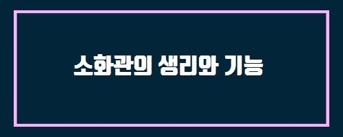  소화관의 생리와 기능