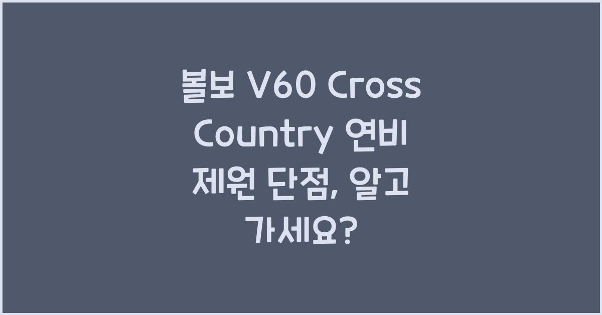 볼보 V60 Cross Country 연비 제원 단점