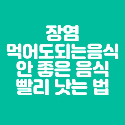 장염 먹어도되는 음식&#44; 안좋은음식&#44; 빨리낫는법