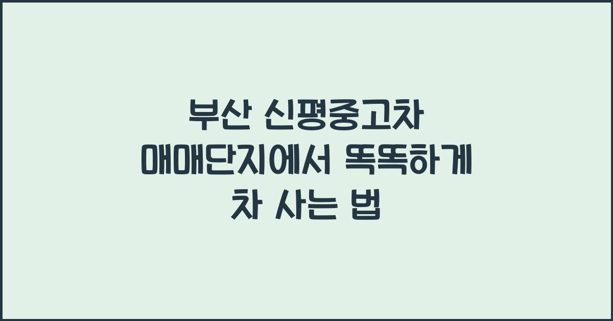 부산 신평중고차 매매단지