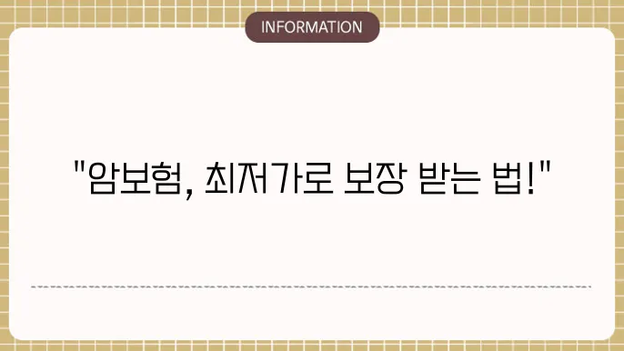 암보험 가격 비교